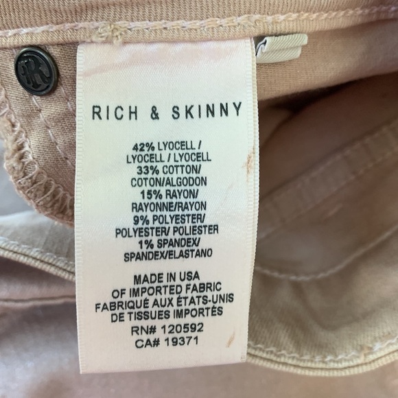 Rich & Skinny Metallic Stretch Rose Gold Skinny Jegging Jeans sz 29 - Picture 6 of 7